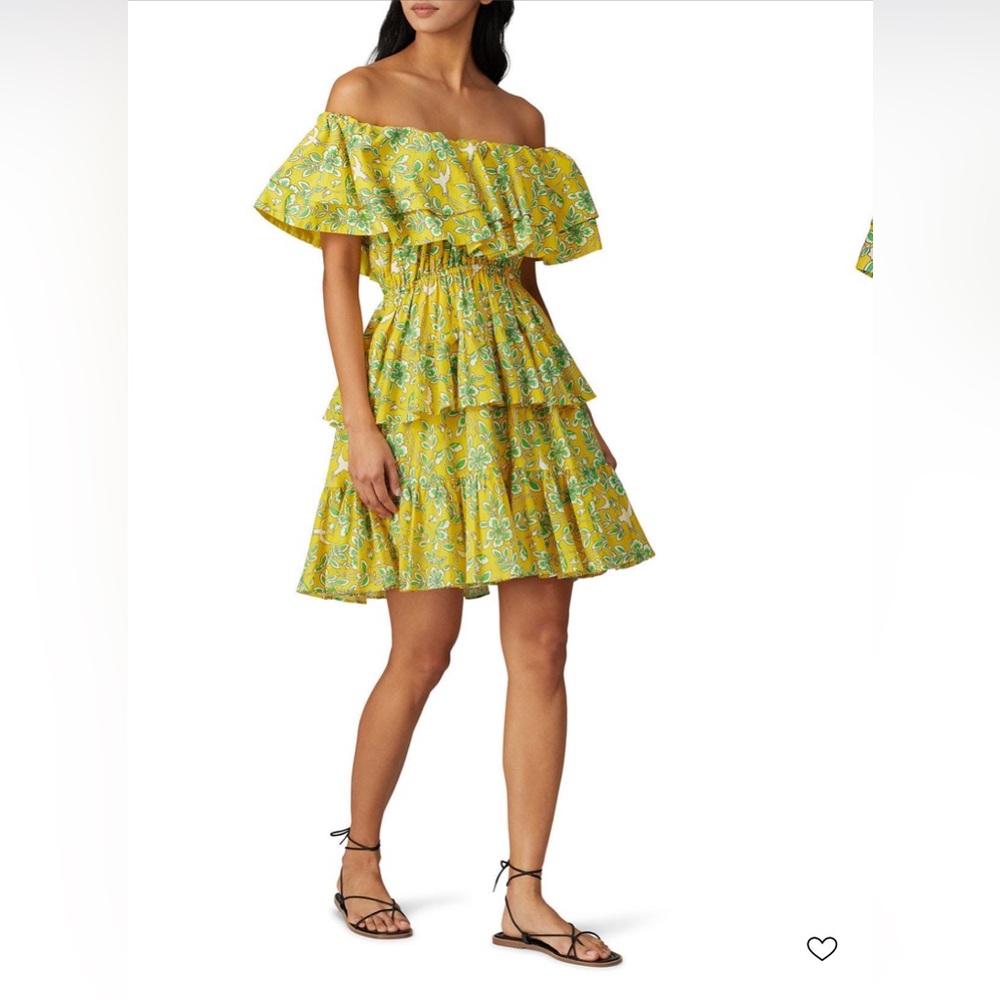Rhode Dotty Dress off the shoulder dress in yellow